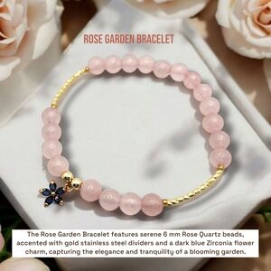 Rose Garden Bracelet with Pink Beads and Gold Accents